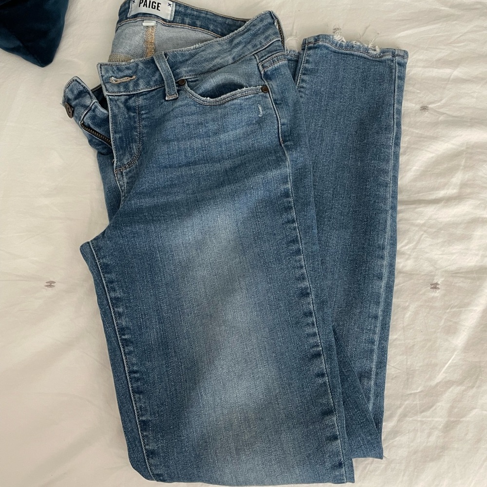 Paige jeans in size 26. Verdugo ankle with knee cutout.